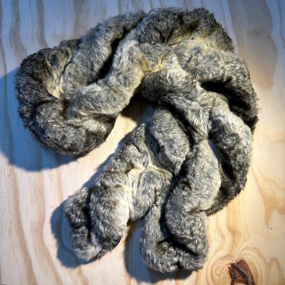 Unbranded Womens Gray Braided Faux Fur Scarf Thick Twisted Winter Wrap